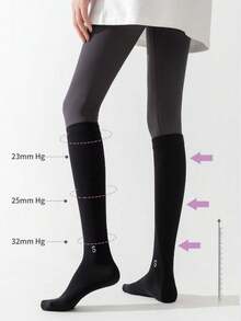 1 par de calcetines deportivos de compresión muscular profesionales para mujeres, mangas para pantorrillas, saltar a la cuerda, correr, alta elasticidad, adelgazantes, calcetines largos y tubulares para deportes - Multicolor - Ver 3