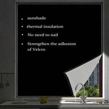 1pc Magic Tape Blackout Curtain, 2026 New Thermal Insulation Sunscreen Fabric, No Drilling Required Self-Adhesive Window Shade, Suitable For Bedroom, Living Room, Kitchen And Multi-Function Blackout Cloth - Black - View 1