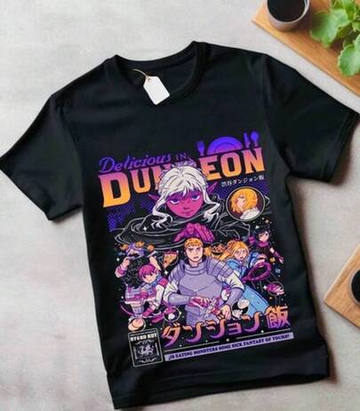 Senshi T-Shirt Senshi For Food Delicious In The Dungeon Anime Japanese Shirt 3E6Q Anime Shirt Graphic Tee Gifts For Men Shirts Graphic Funy T Shirt.