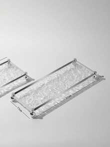 1 chiếc gương gỗ họa tiết đá hiện đại đựng cốc đựng bàn chải đánh răng, khay đựng đồ trang điểm bằng acrylic theo phong cách Pháp tối giản - trắng - Xem 5