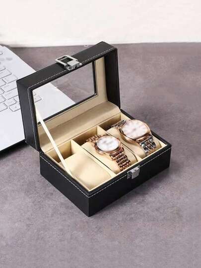 1个手表收纳盒，3格首饰盒，可收纳手镯及其他饰品