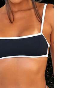 Top Stripe Bare Back Honey Blogger - 黑與白 - 查看 2