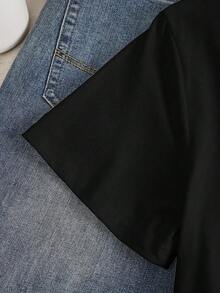 Áo thun nữ in hình mèo cá tính, thời trang mới mùa xuân 2026, kiểu dáng casual, cổ tròn, tay ngắn, màu đen, thích hợp cho mùa hè. - màu đen - Xem 3