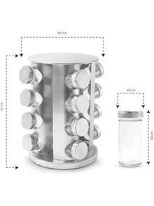 16 Jar Rotating Spice Rack With 4 Tiers - Silver - View 2