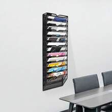 SanBouSi Mail Magazine Storage Rack Black 14-Tiers Wall Pocket File Holder - Black - View 5