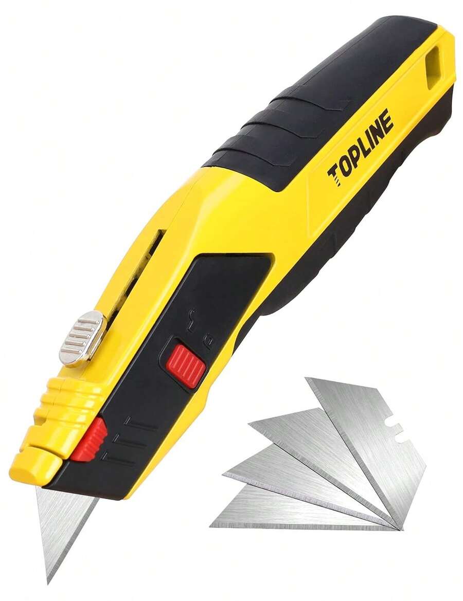 TOPLINE Heavy Duty Auto-Loading Utility Knife, Safety Box Cutter Knife ...