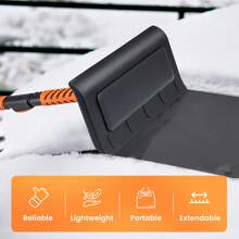 COSTWAY 2 In 1 Extendable Snow Shovel, 41" Ice Scraper For Car Windshield, 180° Rotation Head, Non-Slip EVA Grip, Retractable Aluminum Rod, 3 Adjustable Sizes Snow Kit For Cars, Trucks, SUVs, Vehicle, Black - A - View 8