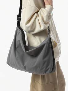 1pc Men's Lightweight Fashion Messenger Bag, Casual Men's Shoulder Bag Crossbody Bag, Large Capacity Relaxed Style College Style Japanese Sports Unisex Courier Bag - Grey - View 4