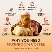 Mushroom Coffee USDA Organic With 6 Adaptogenic Mushrooms And MCT Oil, USA Grown Instant Coffee For Better Energy, Focus, Digestion, Immunity With Turkey Tail, Shiitake, Lion's Mane, 30 Servings - 1 pack - 查看 2