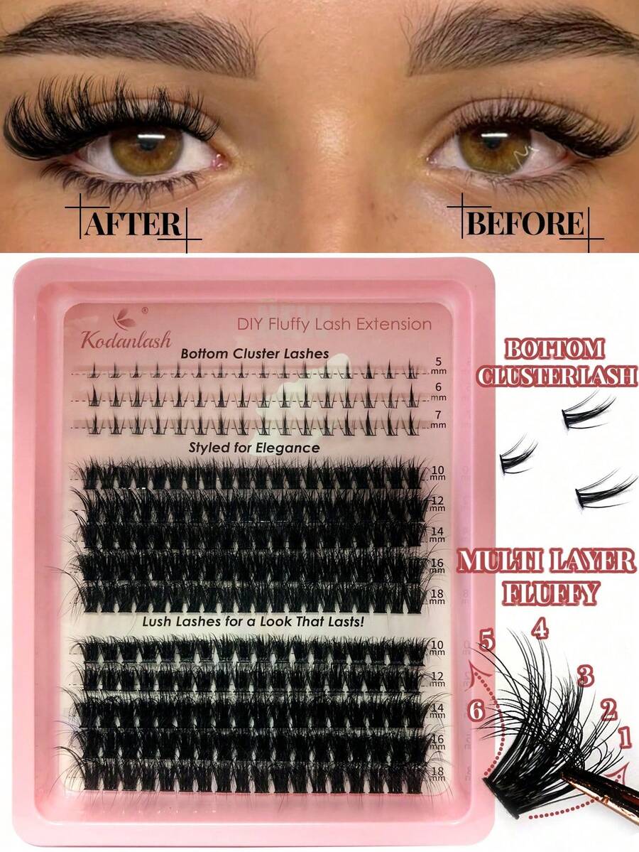 250PCS (D Curl 60D+80D +5-7mm Bottom Cluster Lashes)60D/80D 3D Thick Fluffy Lash Clusters10-18mm Faux Mink Fluffy Eyelash Clusters,With 5mm/6mm/7mm Bottom Lashes DIY Cluster Eyelash Tray , Like Lash Extension Cluster Eyelash Extensions Multi-Layered Volume DIY Individual Lashes Russian D Curl Dramatic Cluster Lashes DIY At Home (D Curl 60D+80D+5-7mm Lower Lshes) - D - 查看 1