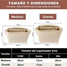 ¡RecomendadoOrganizador de bolsos para  le pliage, Bolso de Mano de Fieltro para Mujer, Organizador de Bolsos, con 7 Compartimentos, Bolsa de Almacenamiento para Billetera¡Top de Temporada - Beige, grande - Ver 3
