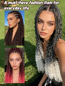 Peluca de rastas sintéticas de 24 pulgadas de un solo hilo con doble extremo, rastas de fieltro, rastas sintéticas, rastas de ganchillo hechas a mano, peluca rizada larga y ondulada africana - Multicolor - Ver 4