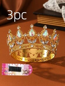 1/3 chiếc Vương miện trang trí bánh sinh nhật bằng pha lê tinh xảo, kích thước 9cm*5cm, thích hợp cho bánh cưới, bánh sinh nhật bé gái, đám cưới và các dịp lễ quan trọng. - Nhiều màu - Xem 10