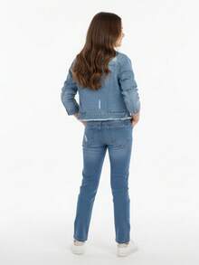 Short Denim Jacket For Girls And Teens - Light Jeans - View 5