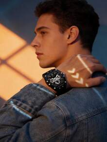 Guess Phoenix Multi-Function Men's Quartz Watch, Yellow Silicone Strap, Black Dial, Suitable For Casual & Sports Style, Fashionable Men's Gift GW0203G3 - Red - View 2