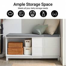 SoBuy FSR86-W, Hallway Storage Bench Shoe Bench Shoe Rack Shoe Cabinet With 2 Sliding Doors And Seat Cushion - White - View 4