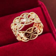 1pc Geometric Hollow Floral Arrangement Design Cubic Zirconia Inlaid Fashion Ring For Women - Multicolor - View 9