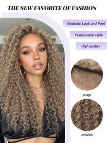 22 Inch Wine Red 13x4 Lace Front Afro Kinky Curly Synthetic Hair Wig, Made Of 100% Synthetic Fiber And High Temperature Fiber, Easy To Manage, Versatile Style Suitable For Daily Wear, Holidays, Parties, Weddings And Other Occasions, Women Wig - Maroon - View 7