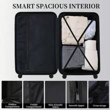 YSTYLE 4-Piece Hardside Luggage Set (12/20/24/28 Inches), With Scratch-Resistant And Impact-Resistant ABS Shells, Spacious Design And Four 360-Degree Spinner Wheels - Black - View 7