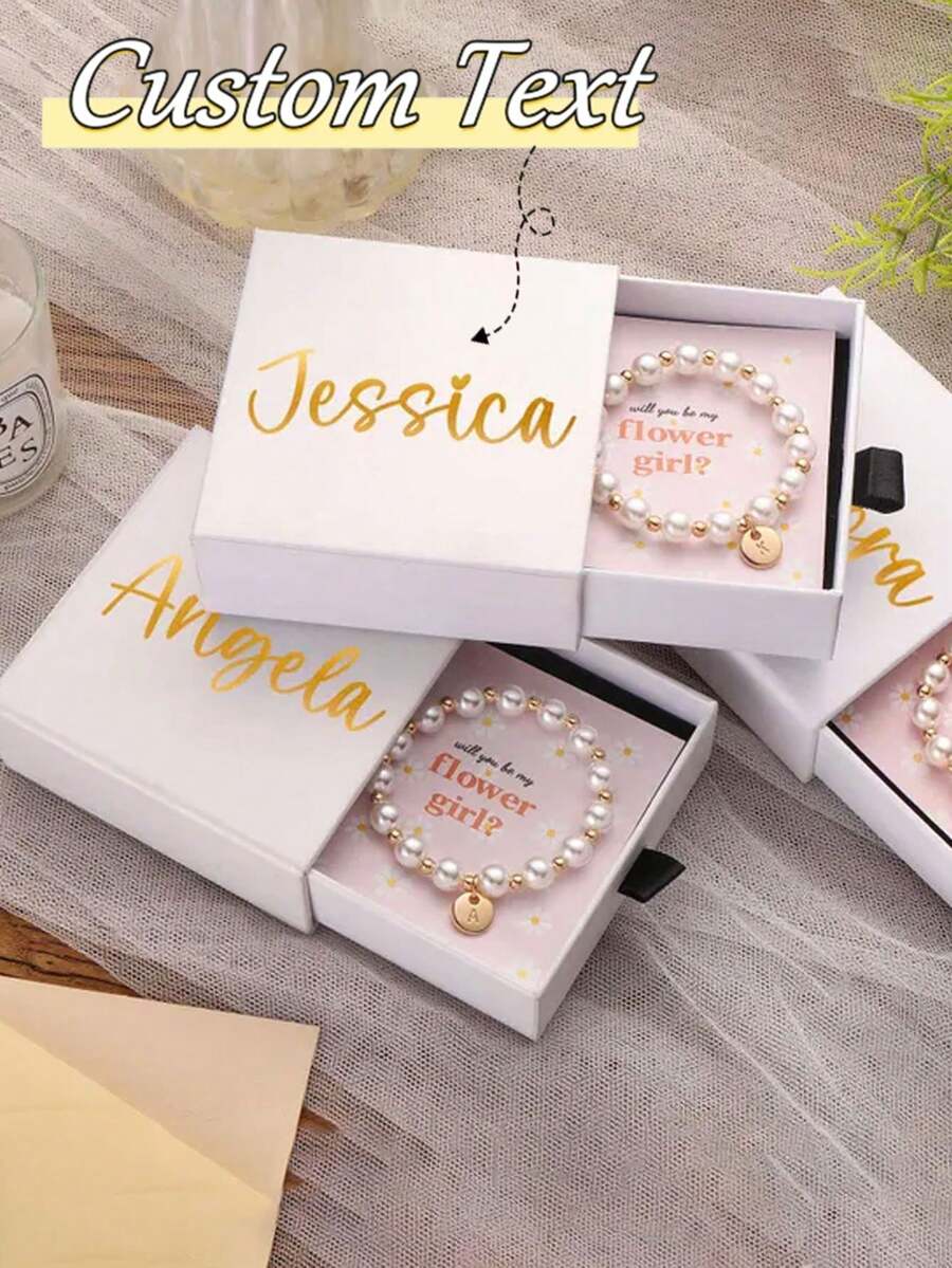 Personalized Beaded Bracelet Gift Box, Bridesmaid Thank You Gift, Girls Letter Gift Box, Wedding Anniversary, Personalized Bridesmaid Gift - Multicolor - View 1
