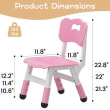Techigher 2PCS Kinderstuhl Plastik, Kinder Schreibtischstuhl, Kinderstühle mit Rückenlehne, 3-stufig höhenverstellbarer Kleinkinderstuhl, Kinder Stuhl ab 2 Jahr, für Kinderzimmer Schule Kindertagespflege - Pink - Übersicht 5