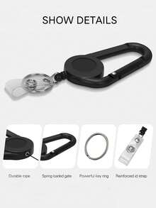 1/2/3 buah Gantungan Kartu Identitas yang Dapat Ditarik dengan Carabiner, Klip Gantungan Kartu Identitas Elastis, Klip Gantungan Kunci Kartu Identitas yang Dapat Ditarik, Cocok untuk Perawat, Dokter, Pekerja Luar Ruangan, Plastik Bulat Mudah Ditarik, Tali Gantungan Carabiner yang Dapat Ditarik untuk Sekolah, Mobil, Aksesoris Tas Gaya Y2K Goth, Hadiah untuk Ibu, Ayah, Wisuda, dan Guru - Hitam - View 10