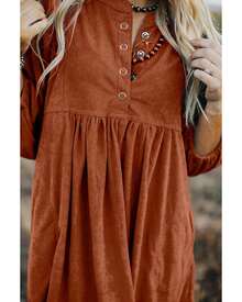 Button Up Dress Women Gold Flame Mini Dresses - 金色火焰 - 查看 2