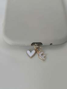 情人节礼物 | 白色爱心和26个字母手机防尘塞，兼容Lightning和Type-C接口，DIY手机挂饰及配件 - 彩色 - 查看 18