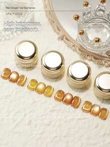 宝仕曼沙龙级2026秋季猫眼凝胶指甲油 - 闪亮玻璃珠和水晶，持久金色珍珠凝胶美甲 - 彩色 - 查看 3