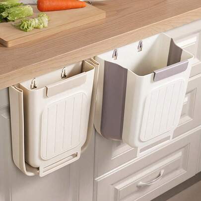 1个可折叠垃圾桶，悬挂式厨房垃圾桶，多功能浴室垃圾桶，橱柜悬挂式垃圾收纳，无需弯腰，车载垃圾收纳，适用于厨房、浴室、家居、家用物品