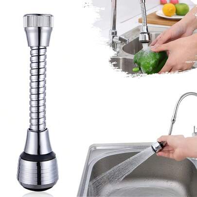 1个360°旋转式房车/家用厨房水龙头节水喷头，厨房水龙头延长杆，适用于清洗水果蔬菜，通用防溅旋转浴室水槽水龙头，也适用于阳台水槽
