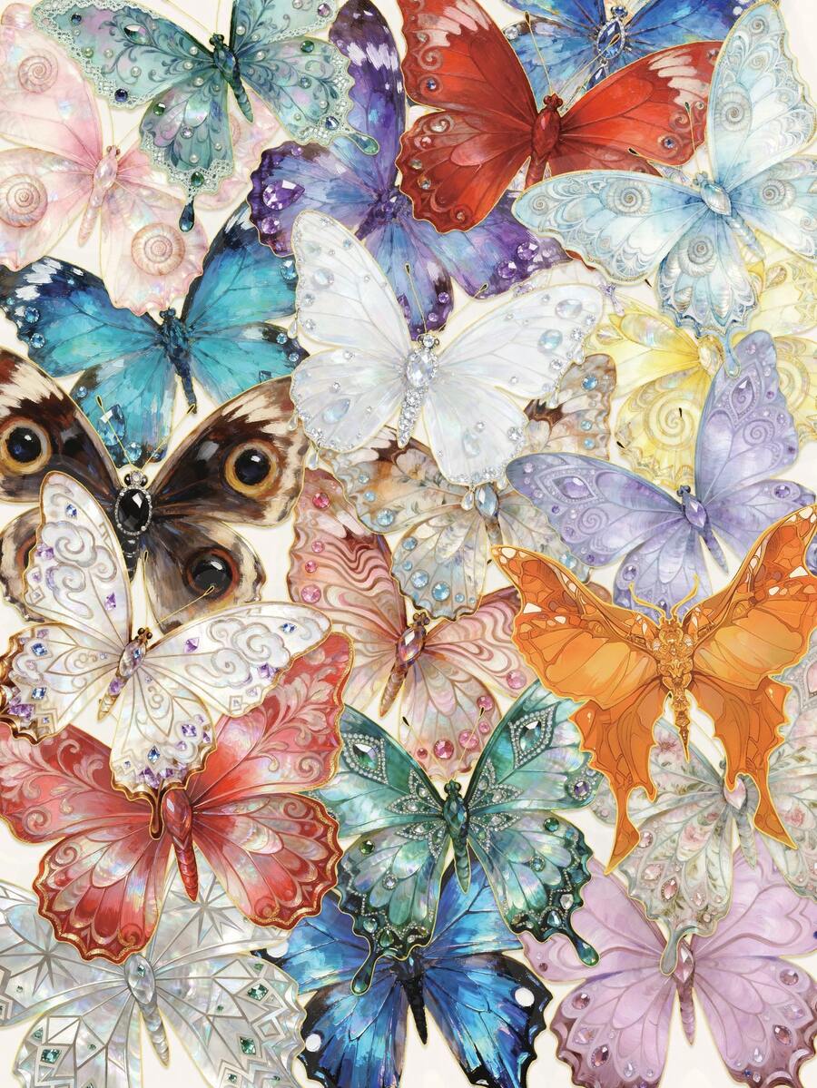 1Set Transparent Butterfly Stickers Golden Foil Stickes Aesthetic Stickers Craft Supplies PET Vinyl Sticker - Multicolor - View 1