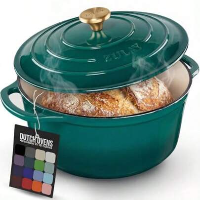 5 Quart Enameled Cast Iron Dutch Oven Pot With Lid Premium Durability And Oven  Up To 500°F Heavy Duty Cookware Perfect For Bread Baking Stews Braising And Roasting Emerald