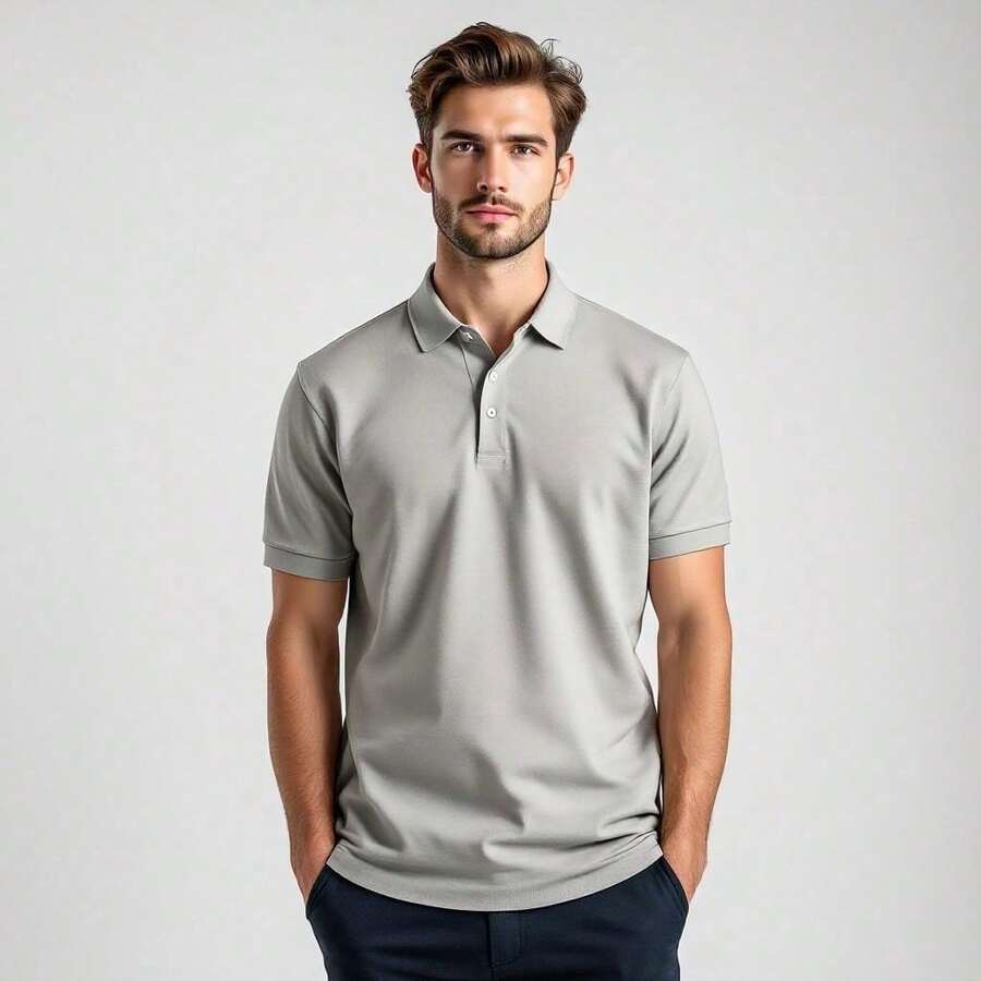 Men's Premium Summer Polo Shirt: Style And Comfort - 灰色 - 查看 1