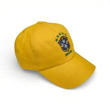 Brazil CBF National Football Team Embroidered Unisex Cap With Curved Brim. - Yellow - View 2