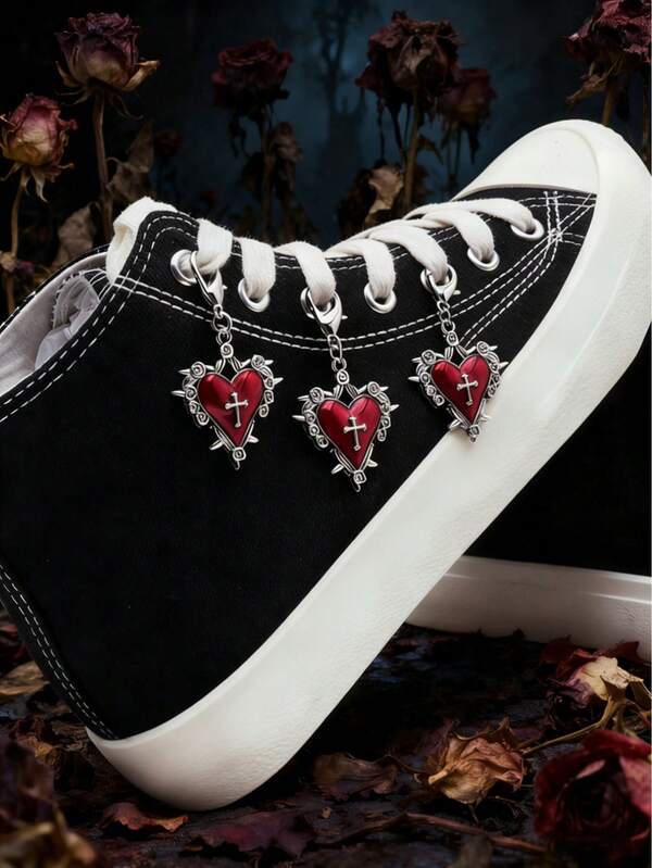 6 Parça Gotik Kırmızı Kalp Şeklinde Istakoz Tokalı Süs Eşyası – Punk Koyu Stil Ayakkabı Süsleri (Botlar, Çantalar ve Spor Ayakkabılar İçin) – Festivaller, Cosplay ve Sahne Giyimi İçin Kendin Yap Aksesuarlar