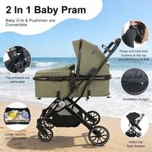 High View Stroller, Seat Converts To A Recliner, 2-In-1 Stroller, No Need To Transition From Birth To 3 Years, Foldable Stroller, Travel Essential, Baby Essentials, Reversible Seat - Green - View 8