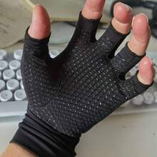 Compression Cycling Gloves, Road/Mountain Bike Gear, Half Finger Gloves For Men & Women, Anti-Slip Breathable, Prevent Calluses, Summer Breathable Anti-Slip - Black - View 1