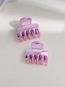 2pcs Women's Fashion Glossy Mini Hair Clips, Suitable For Daily Wear - Multicolor - View 11