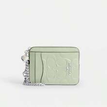 Coach Zip Card Case In Signature Canvas Women Card Case Wallet Bag, Bags For Women 2026 Mother's Day Gifts - 綠色 - 查看 3