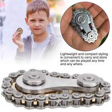 Giroscopio de acero inoxidable con cadena de engranajes y punta giratoria, chapado en oro, juguete para aliviar el estrés. - Plateado - Ver 2