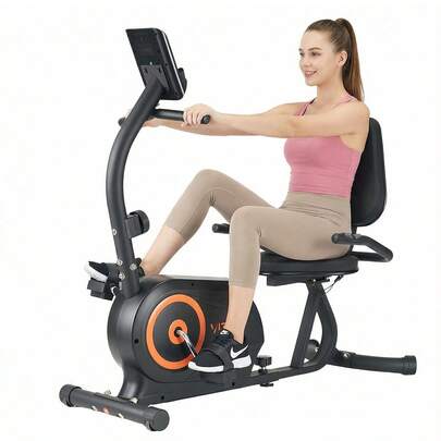 Bicicleta Estática Magnética Reclinada, 8 Niveles Resistencia Ajustable, Bicicleta Fija con Pantalla LCD,Ideal para Cardio y Entrenamiento de Ciclismo en Casa,Capacidad de Carga de 110 kg