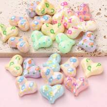 1/5/10颗亚克力珠，棋盘格心形隔珠，散珠，适合DIY首饰制作 - Checkerboard Plaid Heart - 查看 2