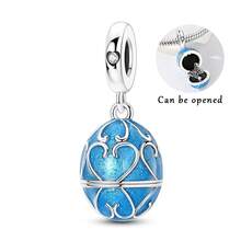 1pc Silver-Plated Openable Charm Series Paw Print, Four-Leaf Clover, Starry Sky, Butterfly Egg Pendant, Suitable For Bracelets, Necklaces, DIY Jewelry Making, Surprise Gift For Family And Friends, Easter - Silver - View 12