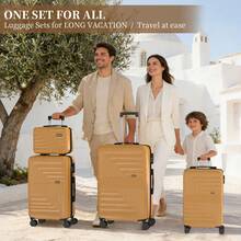YSTYLE 4-Piece Hardside Luggage Set (12/20/24/28 Inches), With Scratch-Resistant And Impact-Resistant ABS Shells, Spacious Design And Four 360-Degree Spinner Wheels - Gold - View 2