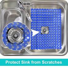 Pack Kitchen Sink Mat Plastic Protect Mat PVC -Friendly Kitchen Adjustable Stainless Steel/Porcelain Dish Drying Pad Protector For Bottom Of Sink, 15 X 11 Inches (Blue) - Blue - View 4