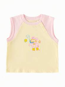 Balabala Baby Sleeveless Tank Top, Infant Summer Wear, Lightweight & Design 2026 - Light Yellow - View 1