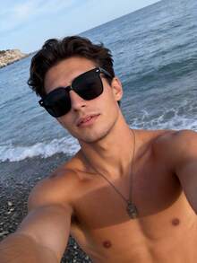 1 Pair Men's Plastic Geometric Frame Tinted Lens Classic Fashion Fashion Glasses, Suitable For Street Photography, Music Festivals And Other Occasions - Light Grey - View 2