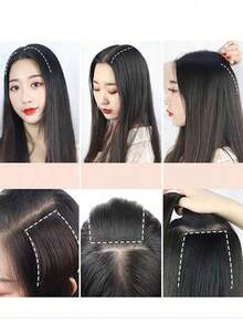 Women's Seamless Hair Root Patch, Volumizing Top Hair Piece, Basic Hairline Thickening Patch, Straight Synthetic Hair Smooth Voluminous Clip-In Hair Extension, Invisible Synthetic Hair Accessory For Straight Hair Women, Suitable For Halloween And Christmas - Multicolor - View 7