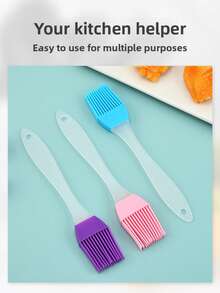 1pc/3pcs/7pcs Silicone Basting Brush, Heat Resistant Basting Brush With Scraper, Kitchen Cooking Baking Barbecue Tool - Multicolor - View 3